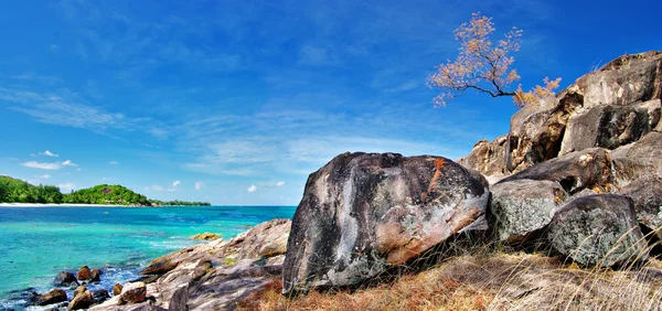 Praias rochosas únicas das ilhas Seychelles — Fotografia de Stock