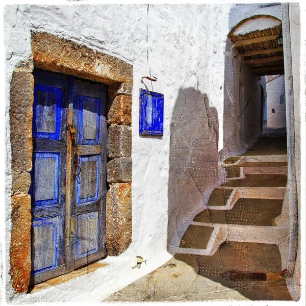 Traditional Greek islands streets, Patmos — Stock Photo, Image