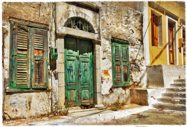 charming old streets of Greek islands clipart