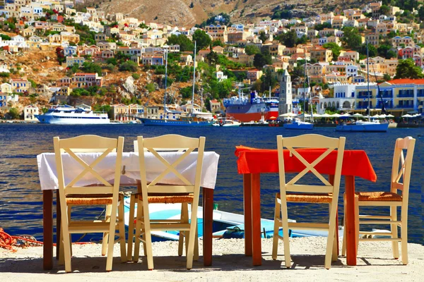 Traditional Greece - tavernas near sea. — Stock Photo, Image