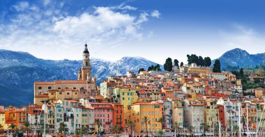 Colors of Souther Europe - Menton - beautiful town, border Franc clipart