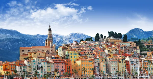 南方欧洲-芒通-美丽的小镇，边境法郎的颜色 — 图库照片