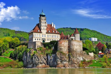 Austria scenery, old abbey castle on Danube clipart