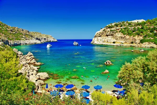 Türkisfarbene Strände von Rhodos, Griechenland — Stockfoto