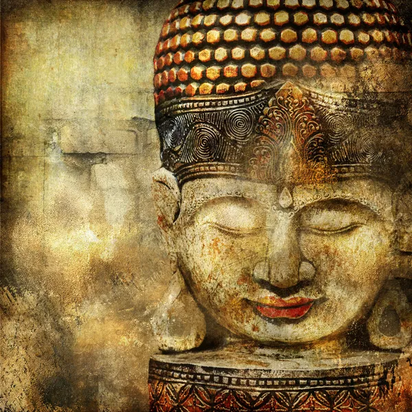 Stylish oriental background with buddha face — Stock Photo, Image