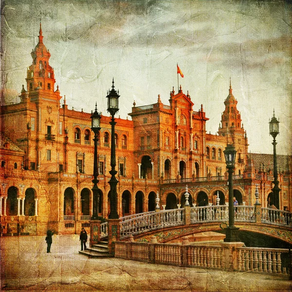 Seville, plaza espana günbatımı üzerinde, — Stok fotoğraf