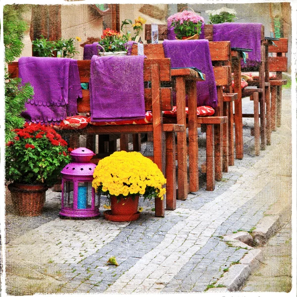 Charmante oude mediterrane straten, artistieke retro foto — Stockfoto