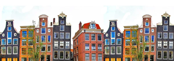 Amsterdam. traditionele huizen grens — Stockfoto