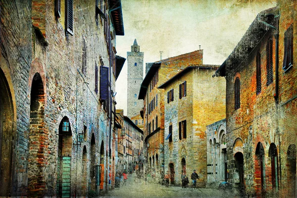 Ortaçağ Toskana. san gimignano sokaklarında — Stok fotoğraf