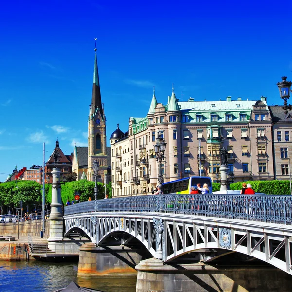 Canales ilustrados de Estocolmo — Foto de Stock