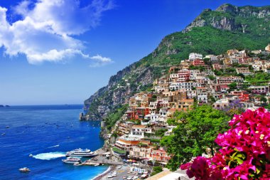 amalfi coast, İtalya, positano güzel sahne.