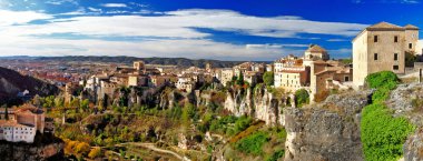 Medeival town on rocks Cuenca, Spain clipart