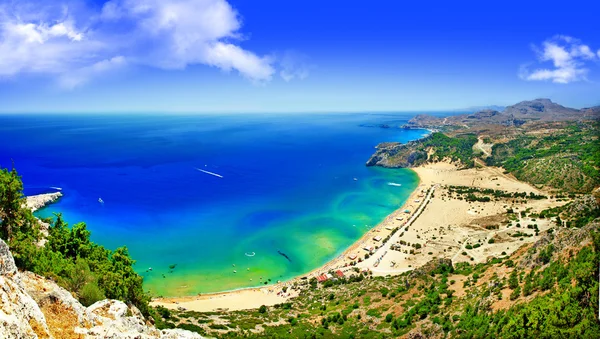 Malebné řecké pláže - tsambica bay, panorama — Stock fotografie