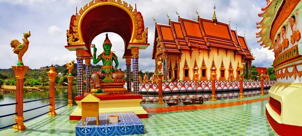 Templo budista, panorama de Wat Plai Laem en la isla de Samui. Gracias. — Foto de Stock