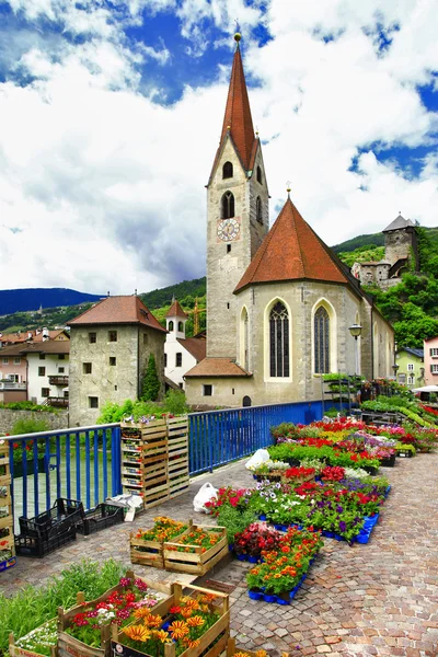 Charming Italy series- flower market in Chiusa, north of Italy — Stock Photo, Image