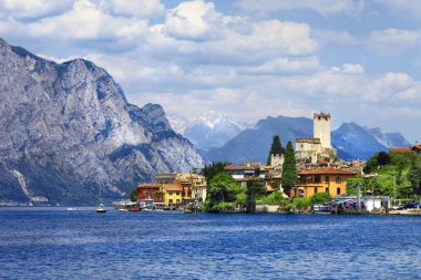 beautiful lago di Garda, north of Italy. view with castle in Mal clipart