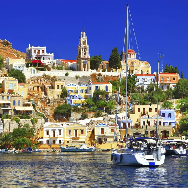 Nice houses and boat Stock Image