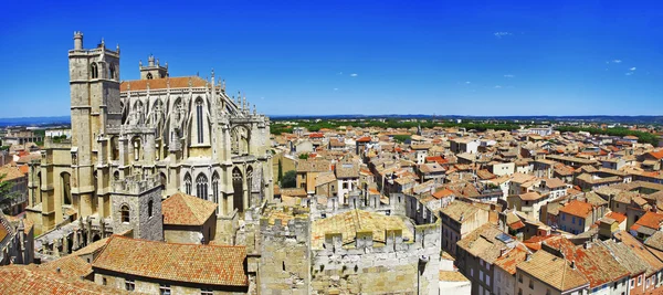 Narbona, vista panorámica con catedral. sur de Francia — Foto de Stock
