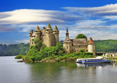beautiful fairy castle in lake - Chateau de Val, France clipart