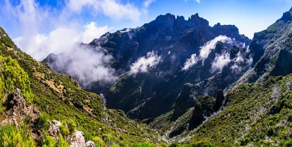 Vandring Madeiras Klippiga Berg Trail För Pico Ruivo Högsta Punkt — Stockfoto