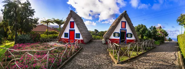 Voyage Sur Île Madère Points Repère Charmantes Maisons Traditionnelles Colorées — Photo