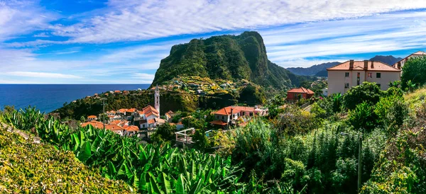 Типові Гірські Села Острова Мадейра Прекрасний Панорамний Вид Місто Фейл — стокове фото