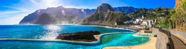 Cênica Ilha Madeira Piscinas Naturais Encantadora Vila Porto Cruz Resort — Fotografia de Stock