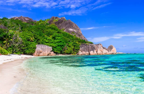 Una Las Playas Tropicales Más Pintorescas Hermosas Del Mundo Anse — Foto de Stock