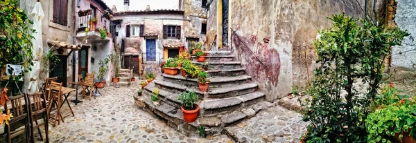 Die Schönsten Mittelalterlichen Dörfer Italiens Calcata Mit Charmanten Floralen Gassen — Stockfoto