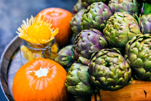 Natura Morta Strada Roma Decorazione Ristorante Con Verdure Fresche Stagione — Foto Stock