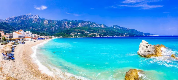 Samos Adası Yunanistan Kokkari Köyünde Güzel Bir Sahil Yaz Tatilleri — Stok fotoğraf