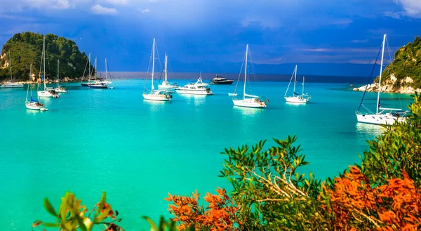 Paxos Ionian Islands Greece Beautiful Turquoise Bay Lakka 수있습니다 그리스의 — 스톡 사진