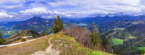 Gilgen村の眺め オーストリアのSalzkammerguct地域のZwolferhorn山からWolfgangsee湖 有名なスキー場 — ストック写真