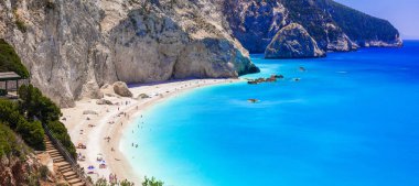 Best and most beautiful beaches of Greece - porto Katsiki with turquoise sea in Lefkada, Ionian island. clipart