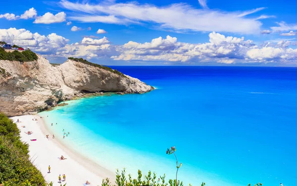 Yunanistan Iyi Güzel Plajları Lefkada Yon Adasında Turkuaz Denizli Porto — Stok fotoğraf