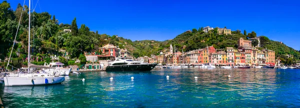 Portofino Luxusní Resort Krásné Barevné Vesnice Ligurii Panoramatický Výhled Barevnými — Stock fotografie