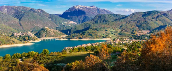 Talya Nın Güzel Gölleri Turano Ortaçağ Köyü Colle Tora Rieti — Stok fotoğraf