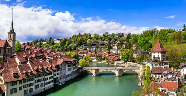 Швейцарии Швейцарские Путешествия Достопримечательности Романтические Мосты Каналы Столицы Берна — стоковое фото