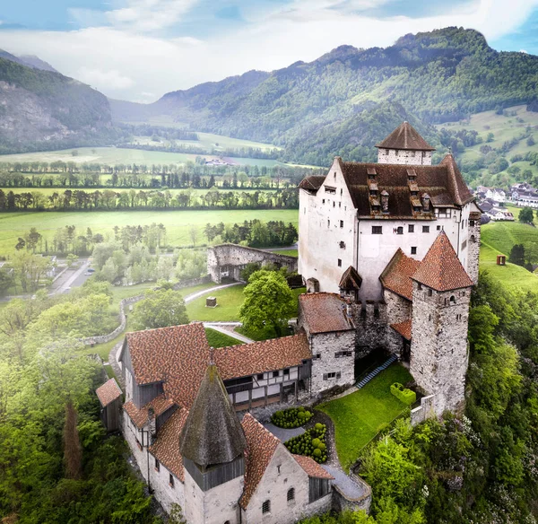 Belos Castelos Medievais Europa Impressionante Gutenberg Liechtenstein Fronteira Com Suíça — Fotografia de Stock