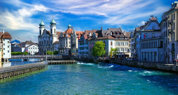 Most Beautiful Romantic Town Tourist Destination Switzerland Luzerne — Stock Photo, Image
