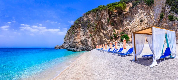 Yunanistan Korfu Adasının Iyi Plajları Stellaris Cennet Plajı Kristal Berrak — Stok fotoğraf