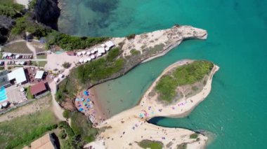 Ionian islands of Greece. aerial bird eye view of stunning Sidari Canal d