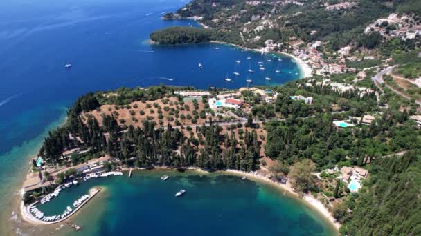 Grecia Migliori Spiagge Dell Isola Corfù Vista Aerea Drone Kerasia — Video Stock