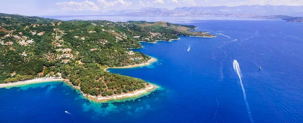 Stunning Nature Scenery Corfu Island Kerasi Beach Bay Aerial View — 图库照片