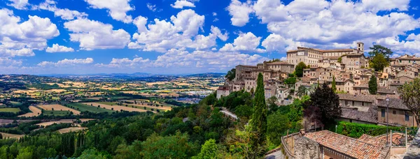 Hagyományos Olasz Utazás Festői Középkori Város Todi Umbria Panorámás Kilátás — Stock Fotó