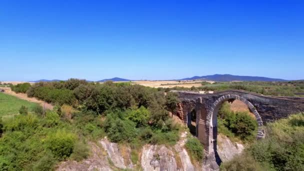 Vulci Archeological Nature Park Aerial View Castello Dell Abbadia Ancient — Stockvideo