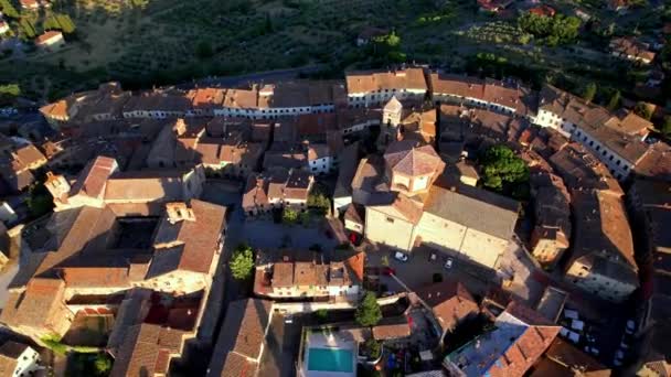Italy Travel Landmarks Aerial Drone Video Lucigniano Small Beautifull Medieval — Stock videók