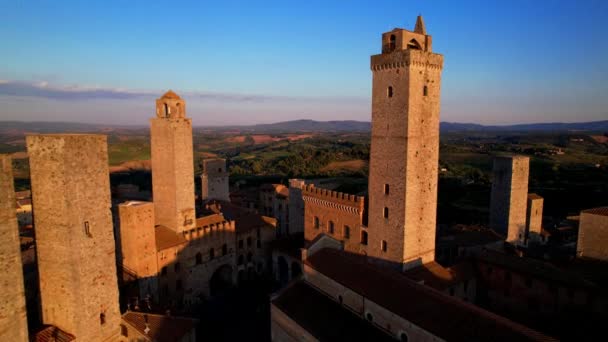 San Gimignano One Most Beautiful Medieval Towns Tuscany Italy Aerial — 图库视频影像