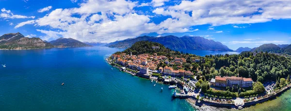 Одно Самых Красивых Озер Италии Лаго Комо Воздушная Панорама Красивой — стоковое фото