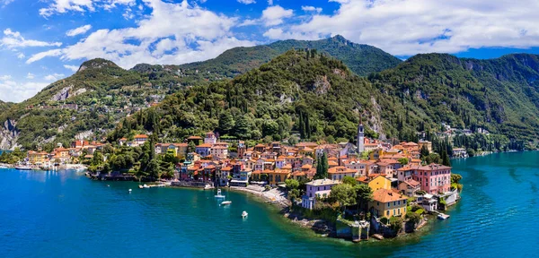 Одне Найкрасивіших Озер Італії Лаго Комо Панорама Красивого Села Варенна — стокове фото
